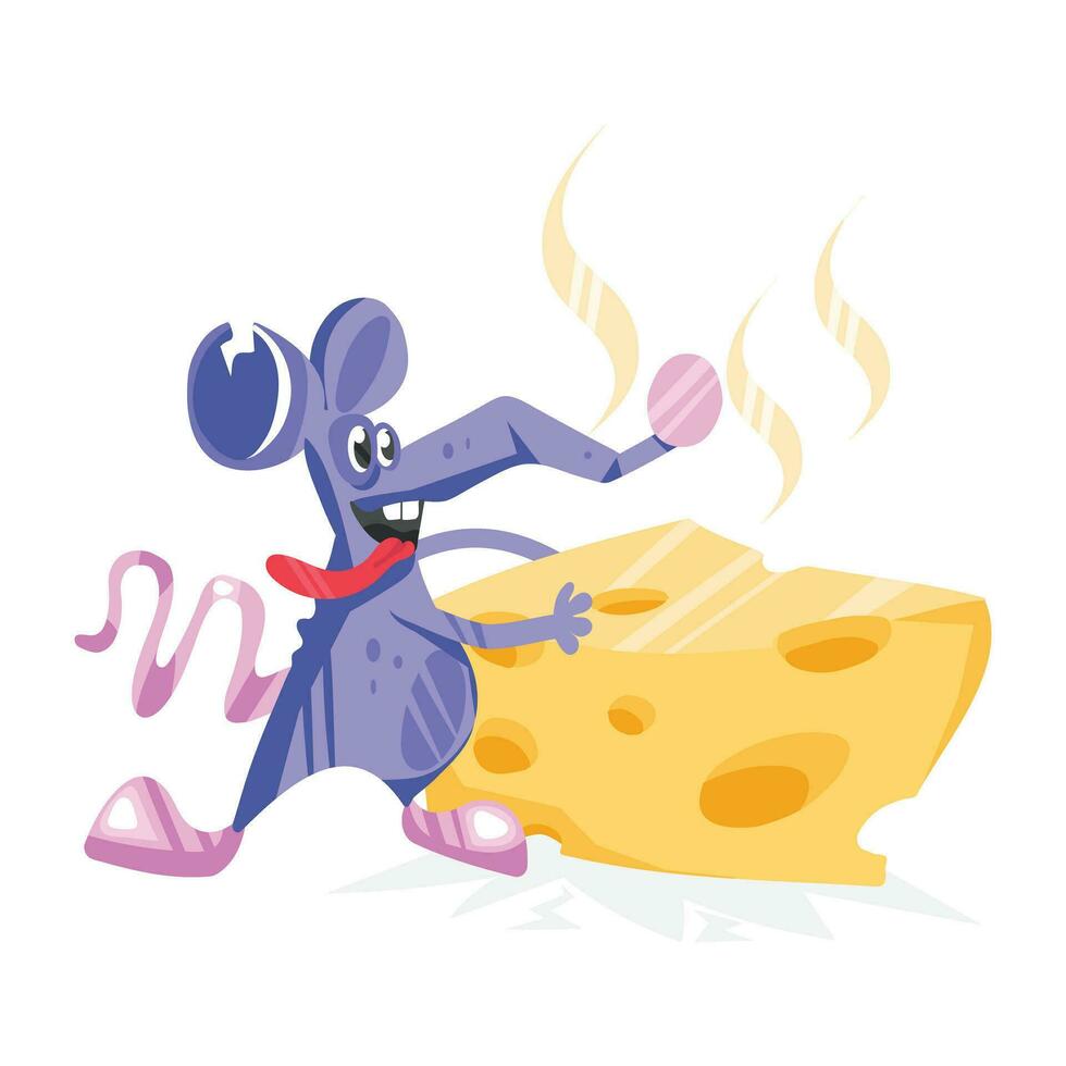 Trendy Mouse Cheese vector