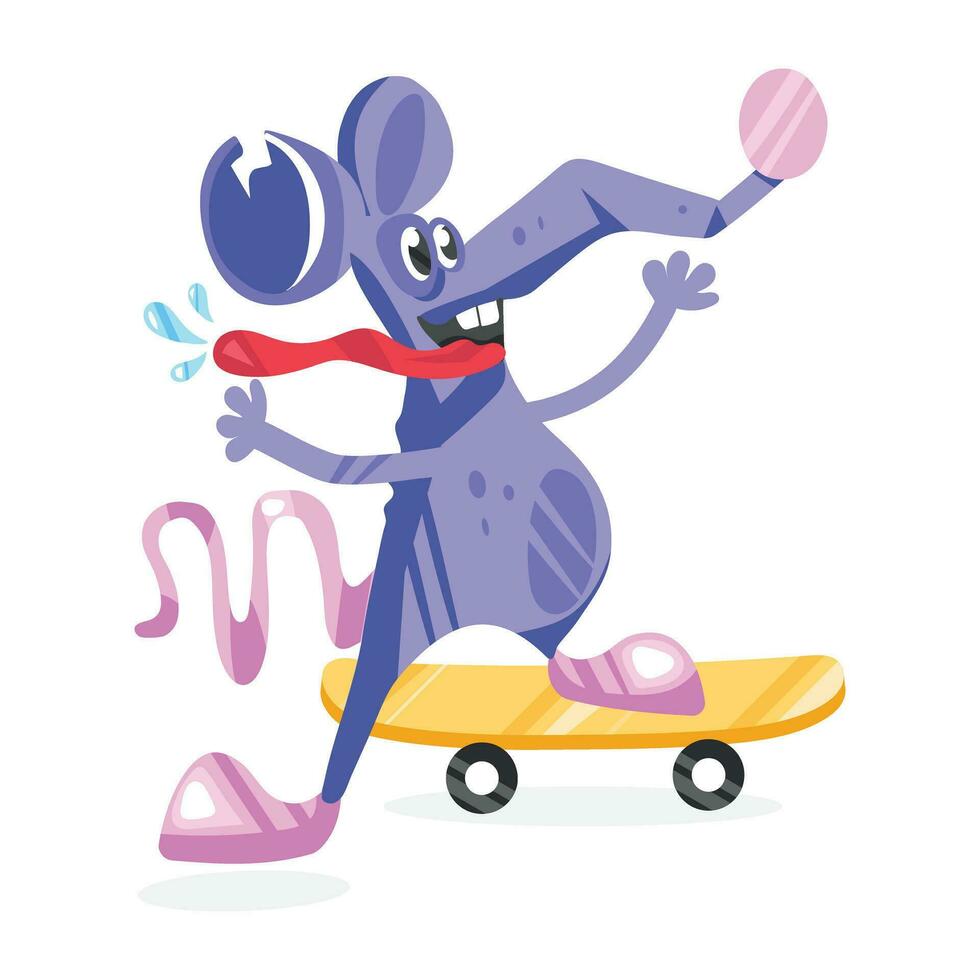 Trendy Rat Skating vector