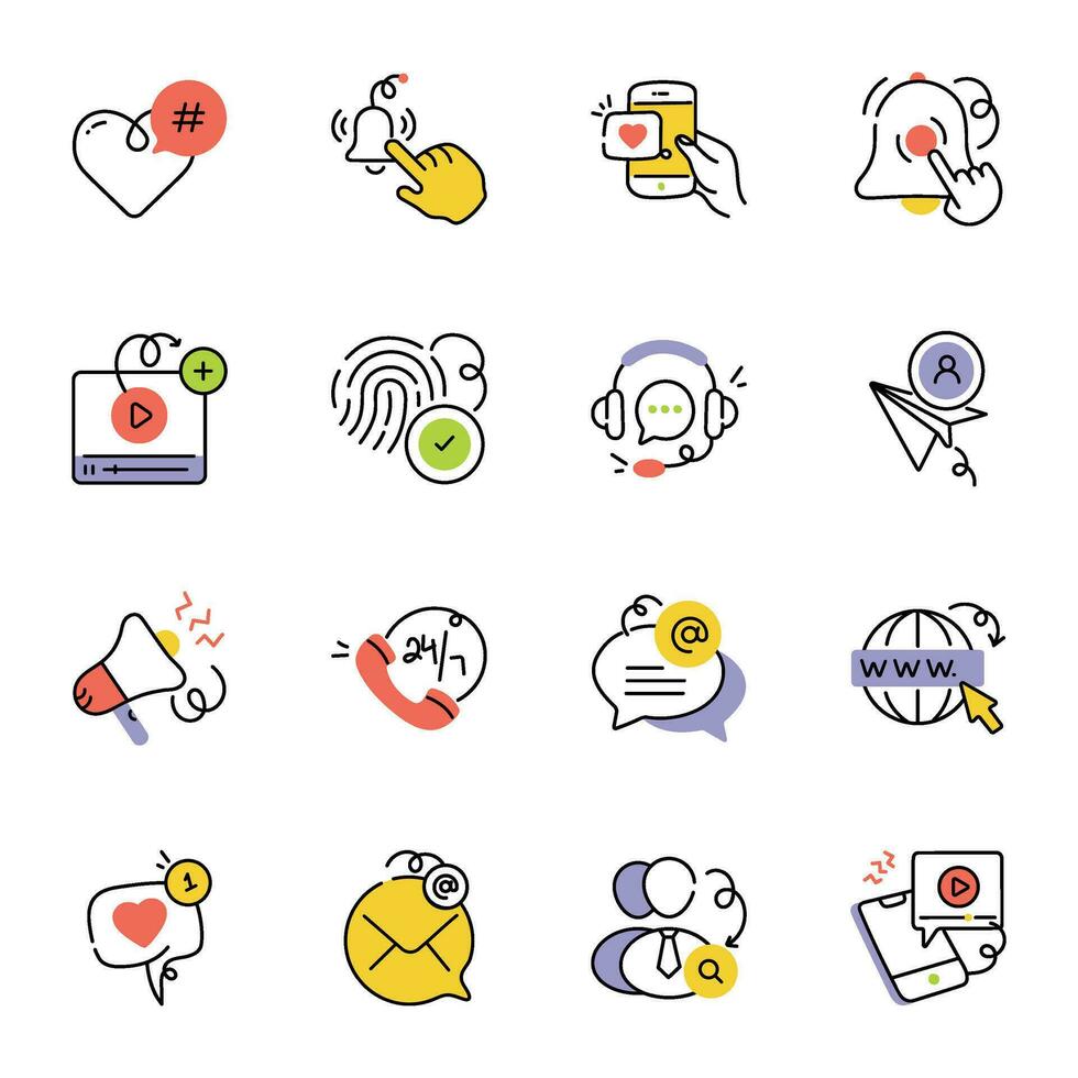Modern Set of Social Content Drawing Icons vector