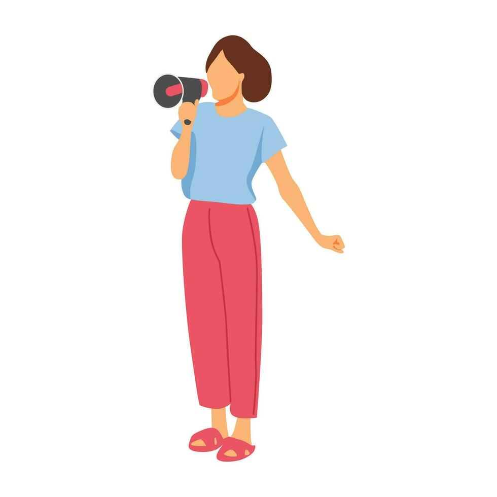 vector illustration concept of a person screaming with a loudspeaker  megaphone