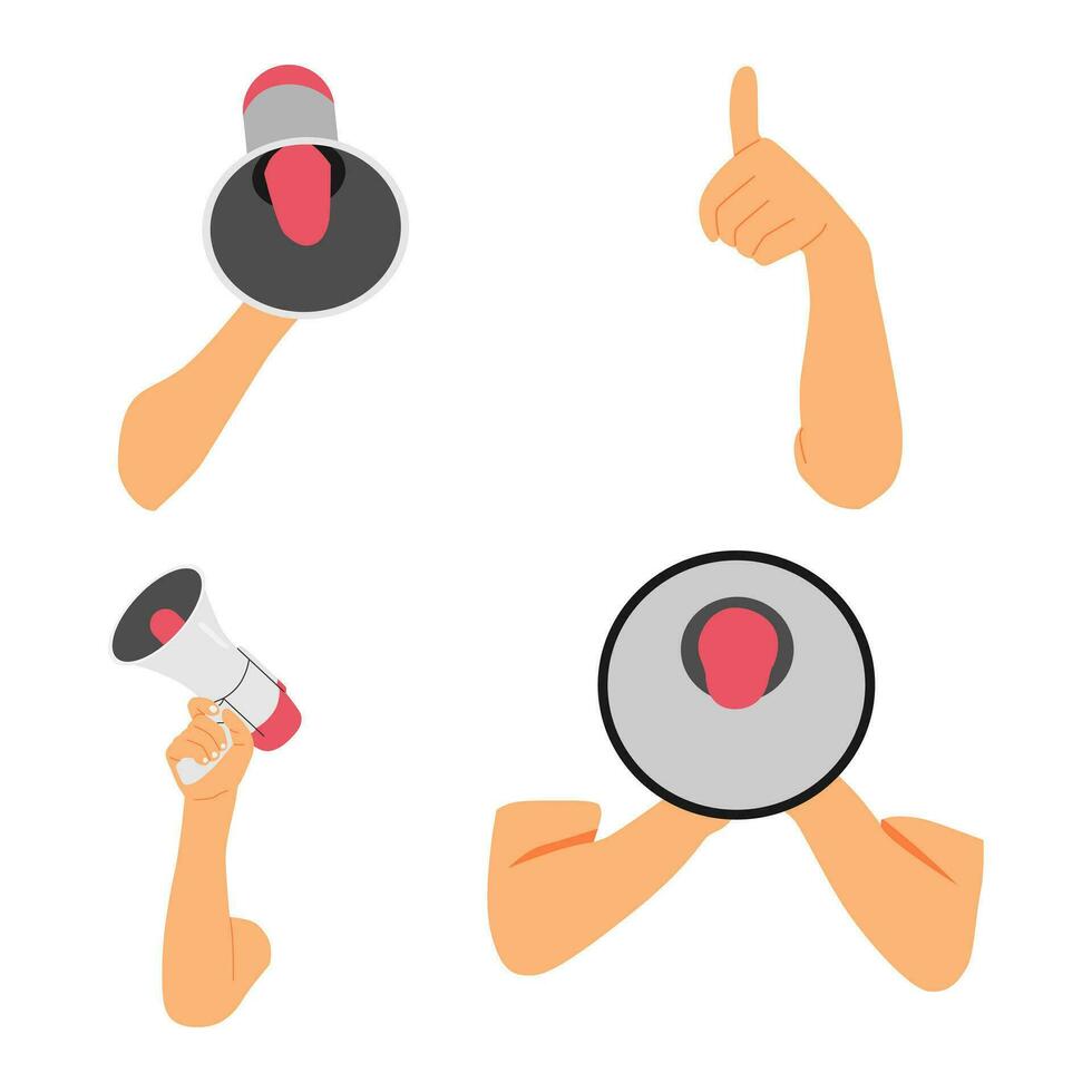 vector illustration of a hand holding a loudspeaker, megaphone