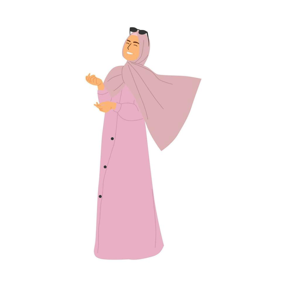 vector illustration of muslim woman wearing hijab