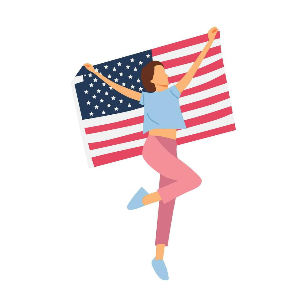 vector illustration of people celebrating american independence day