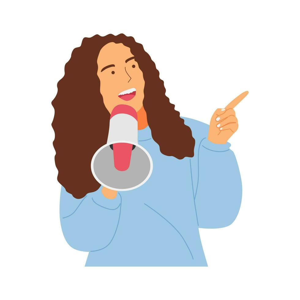 vector illustration concept of a person screaming with a loudspeaker  megaphone