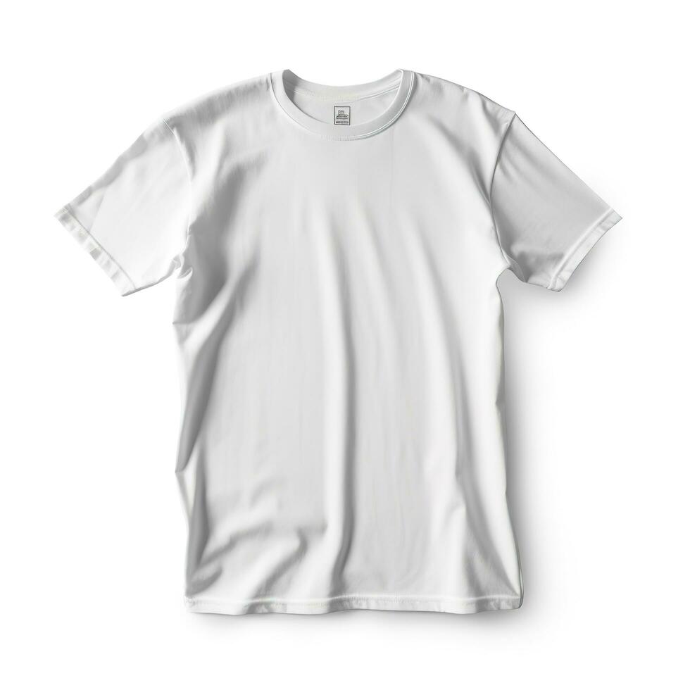 Men white blank T shirt isolated on white background, generate ai photo