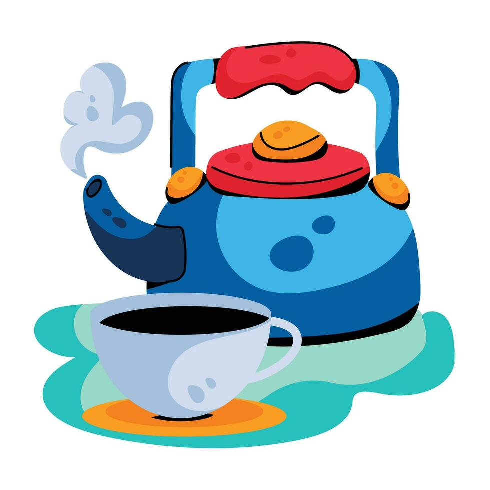 Trendy Tea Kettle vector