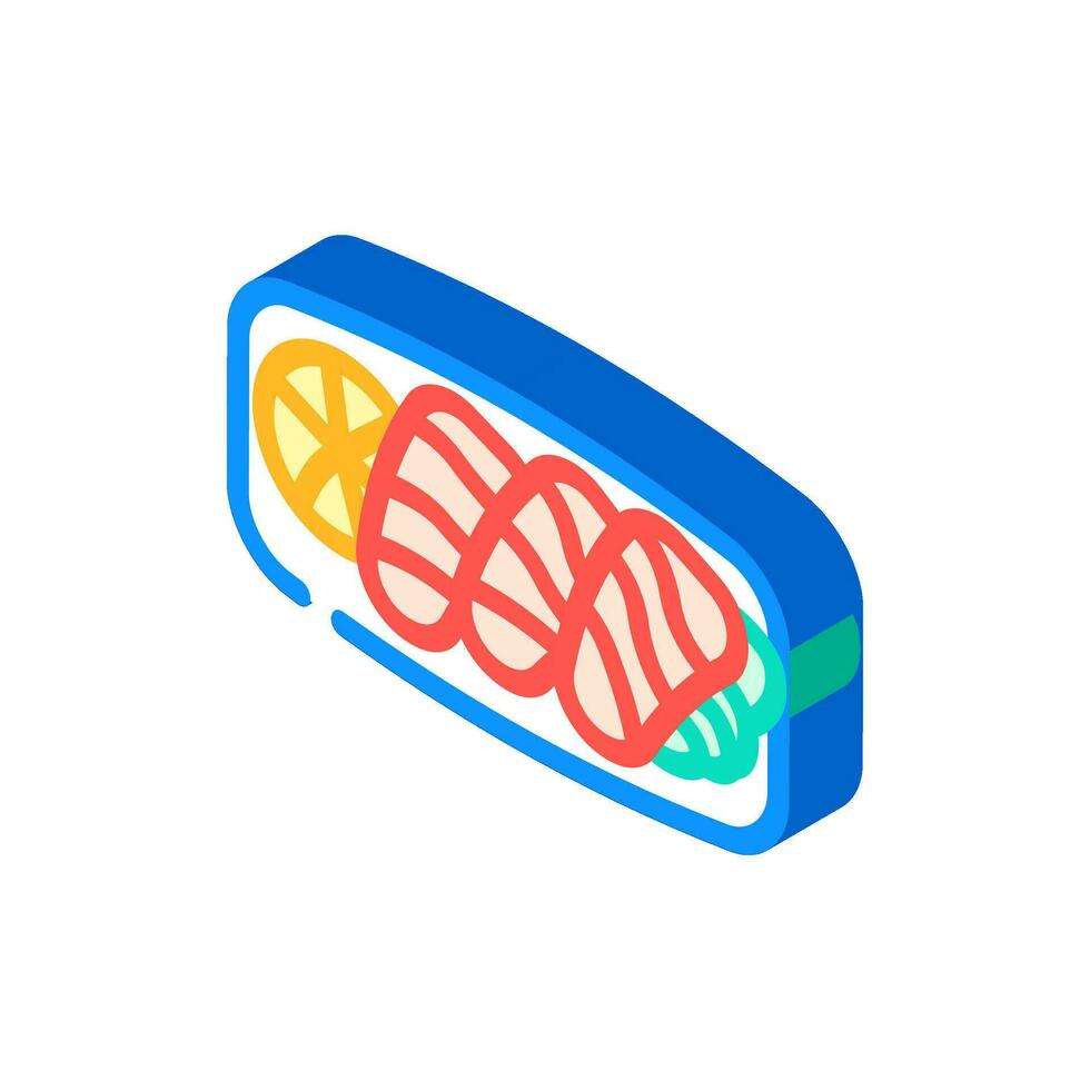 sashimi japonés comida isométrica icono vector ilustración