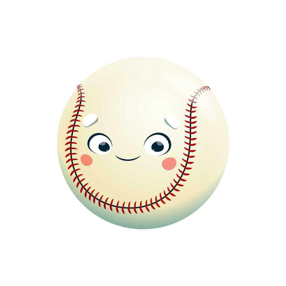 Cartoon baseball ball, back to school character vector