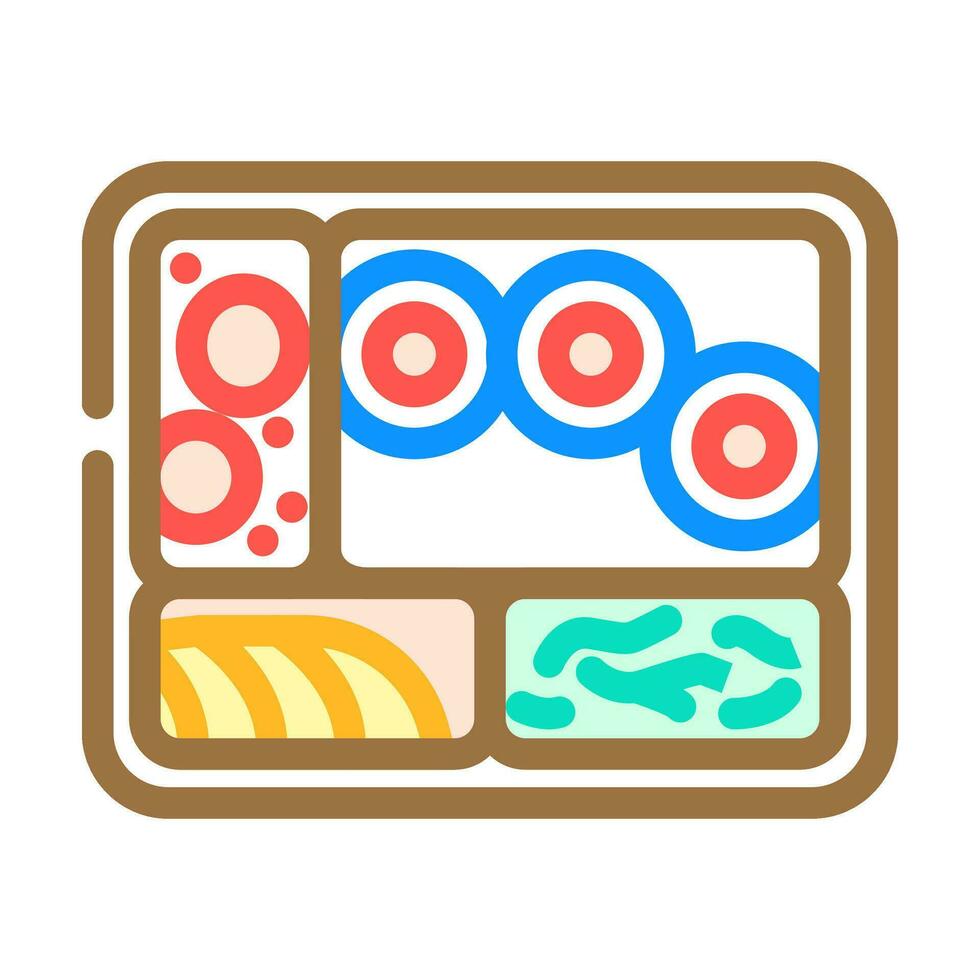 bento caja japonés comida color icono vector ilustración