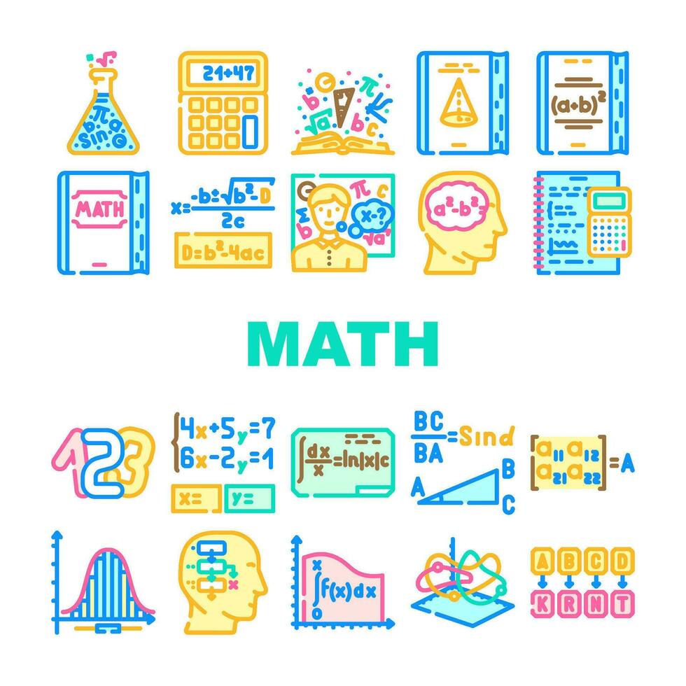 math science education school icons set vector