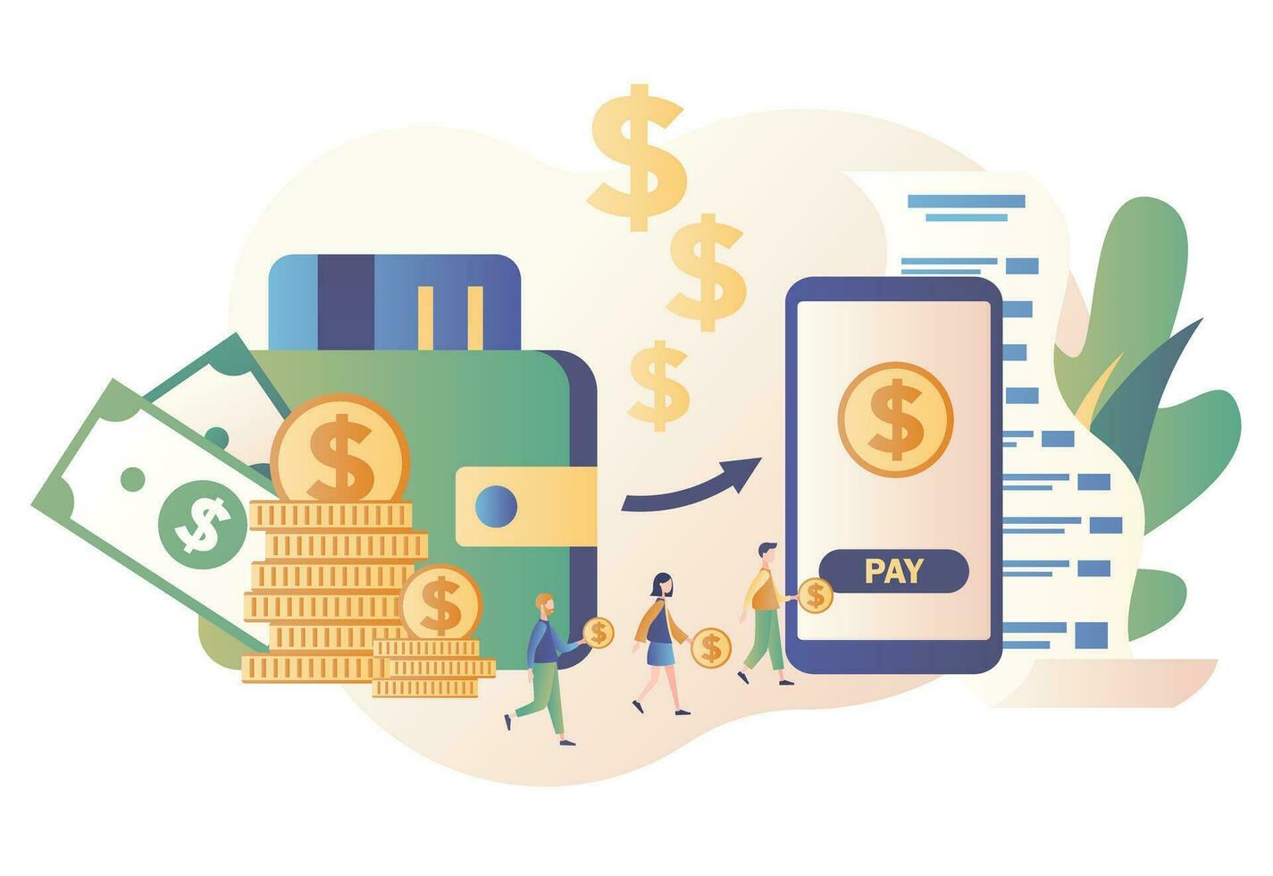 Online payment concept. Digital bill. Modern flat cartoon style. Vector illustration