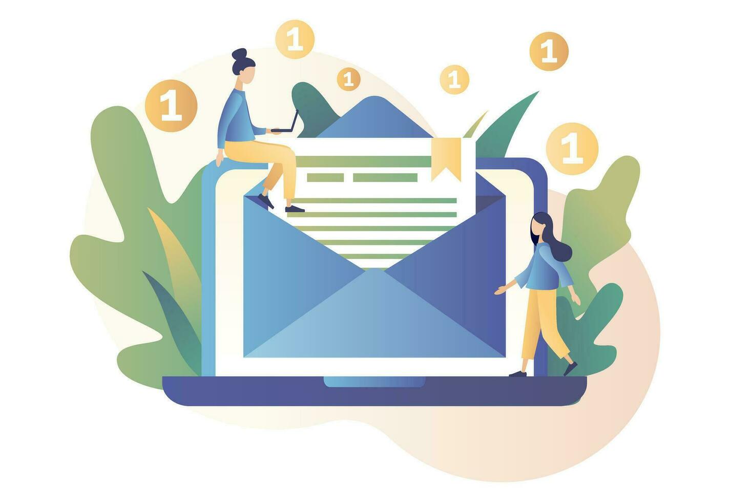 Email service, Email marketing. Modern flat cartoon style. Vector illustration