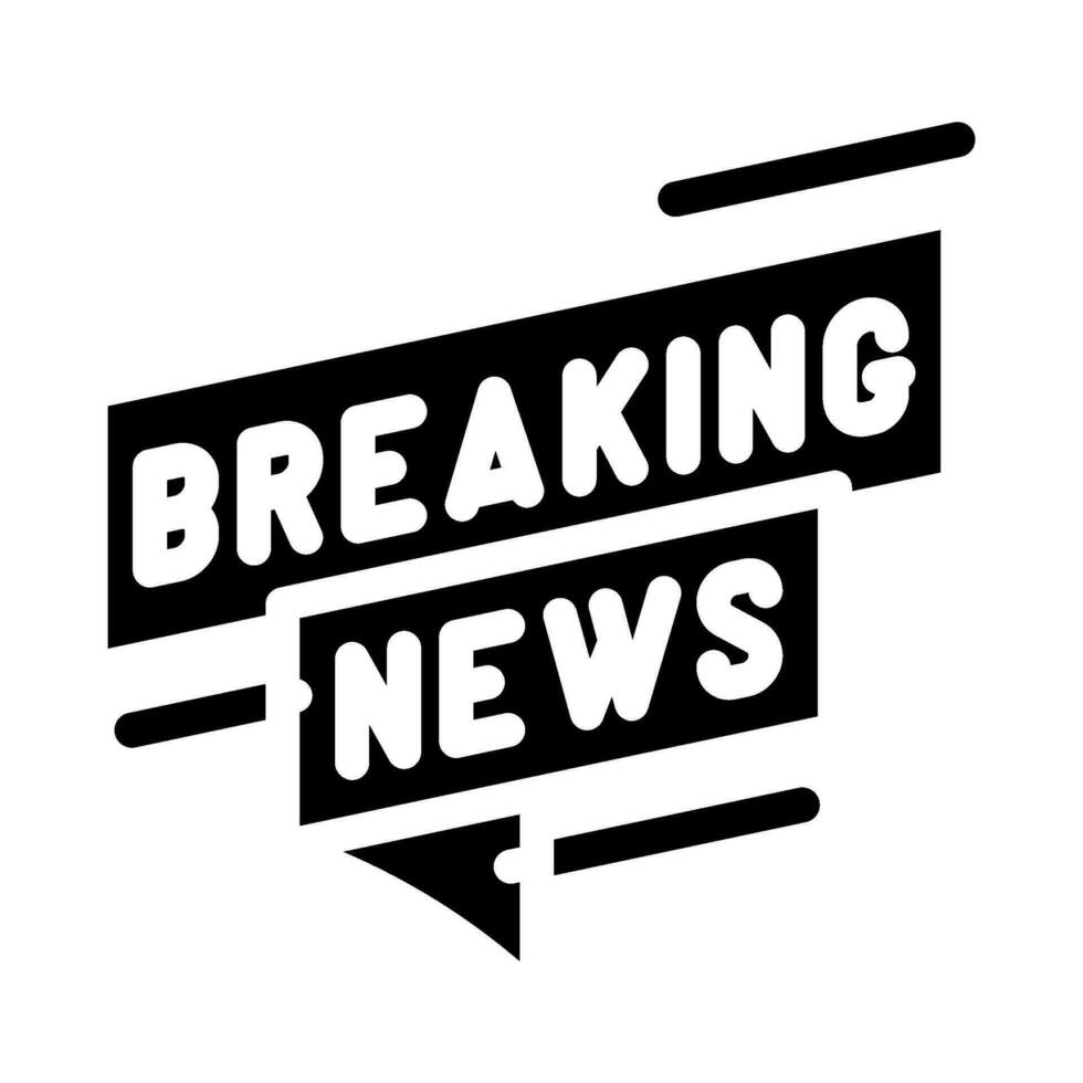 breaking news media glyph icon vector illustration