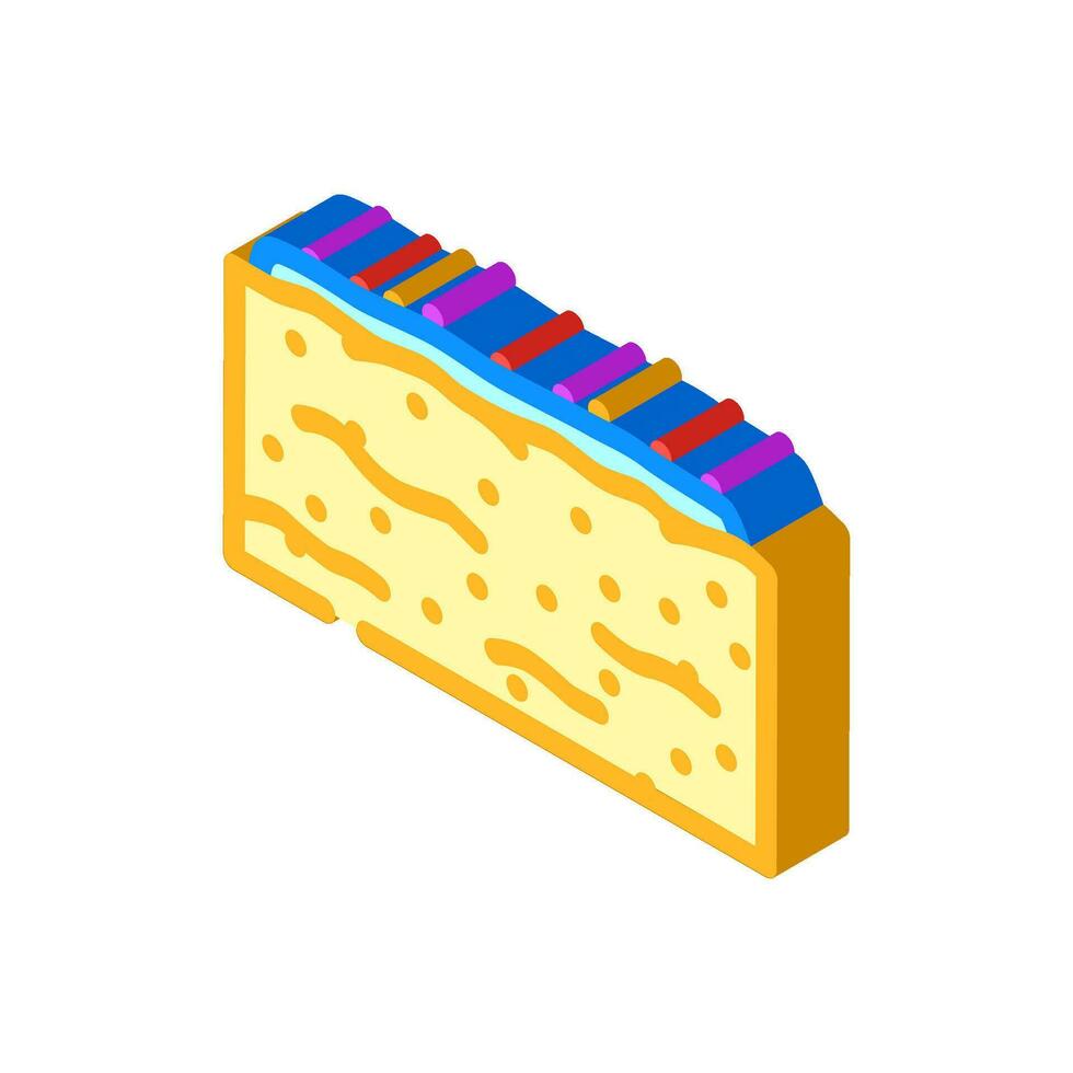 arroz crujiente trata comida bocadillo isométrica icono vector ilustración