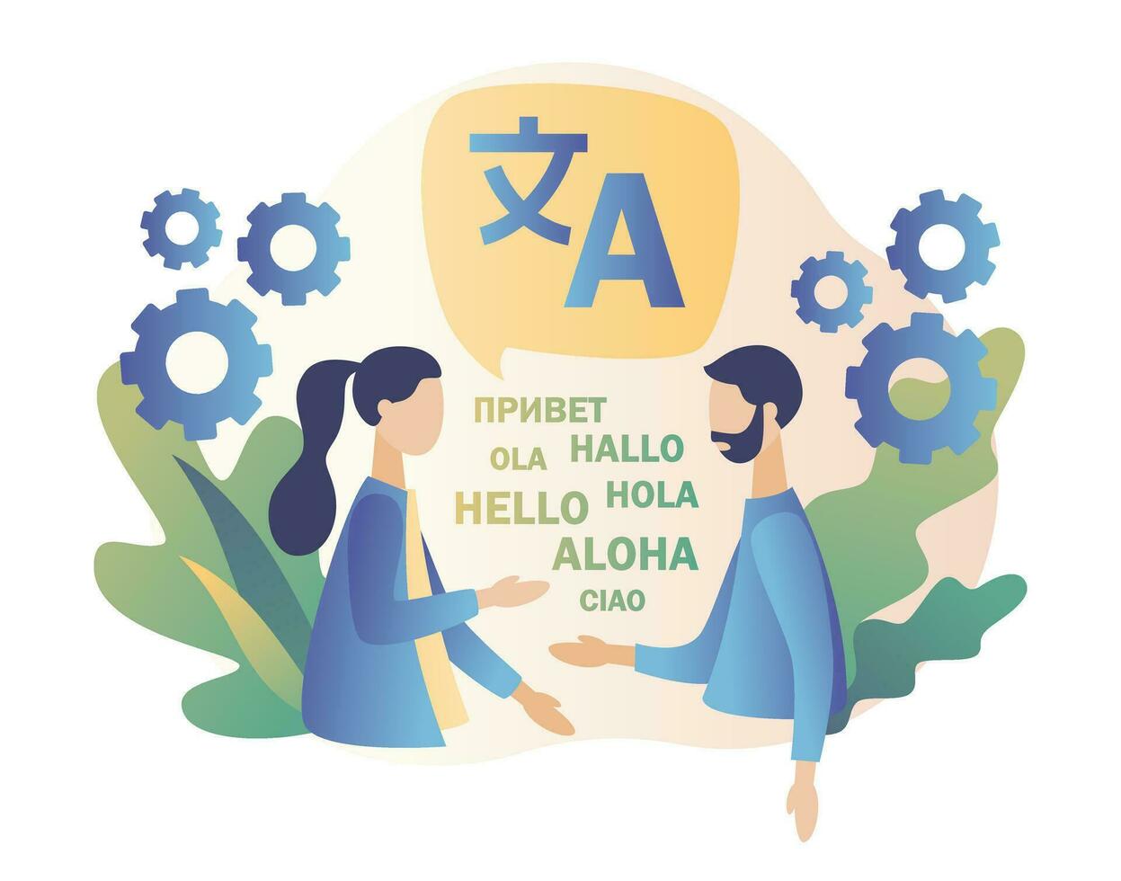 Translation concept. Online translator. Modern flat cartoon style. Vector illustration