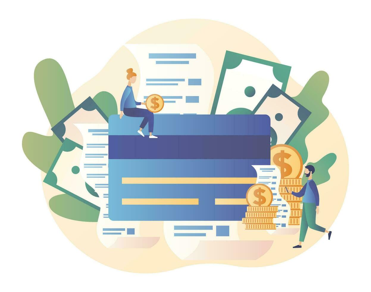 Online payment concept. Digital bill. Modern flat cartoon style. Vector illustration