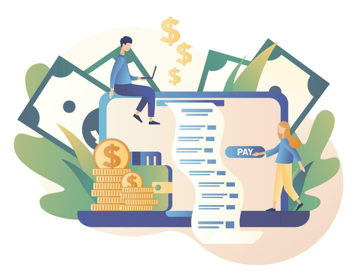 Online payment concept. Digital bill. Modern flat cartoon style. Vector illustration