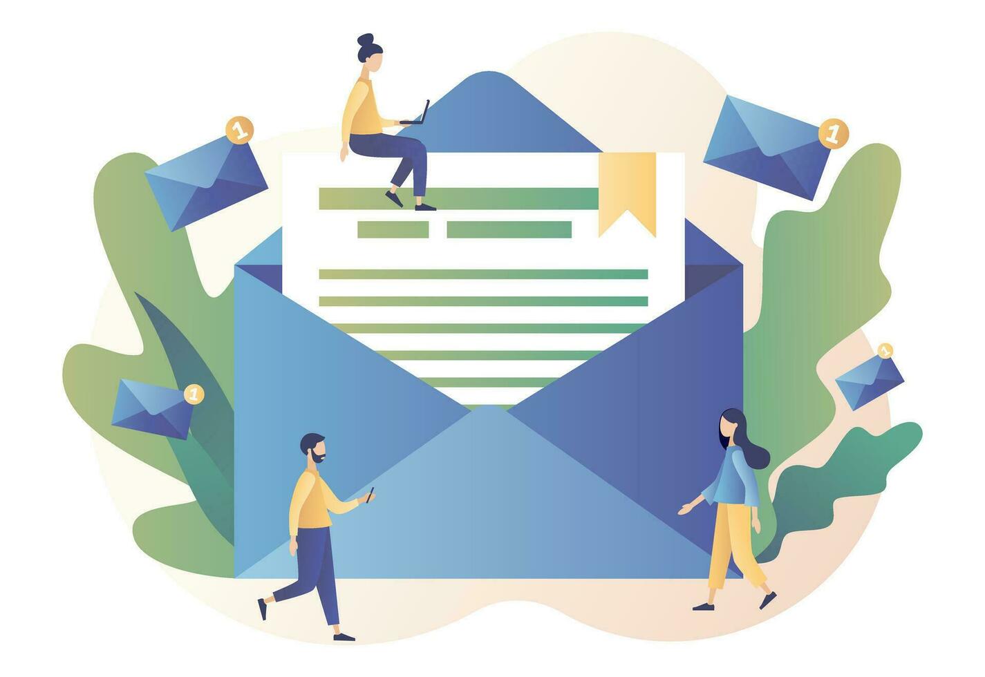 Email service, Email marketing. Modern flat cartoon style. Vector illustration