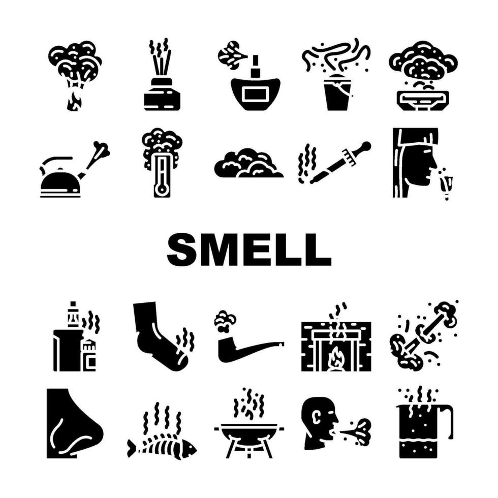smell nose aroma odor icons set vector