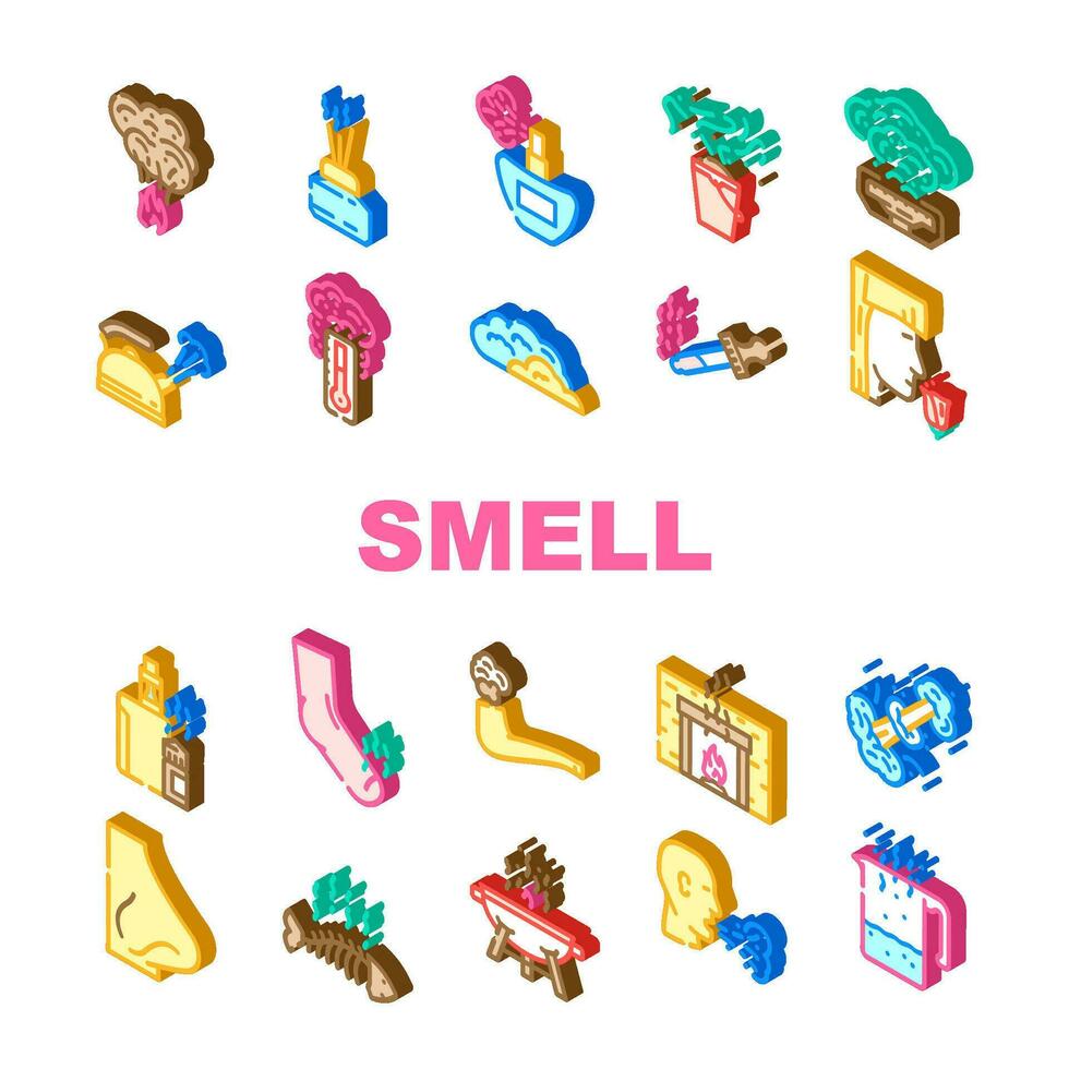 smell nose aroma odor icons set vector