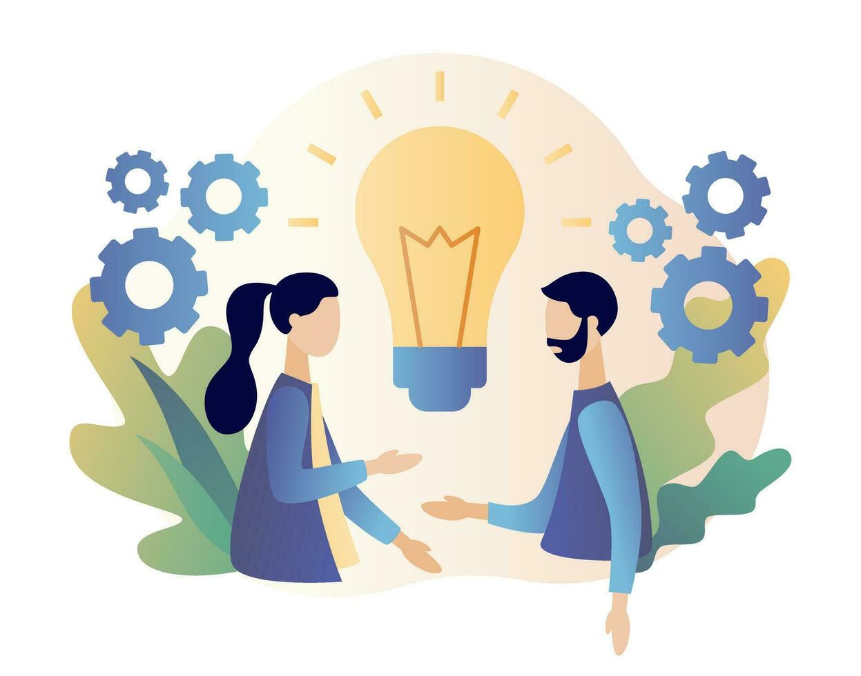 Creative business idea, content development, brainstorming concept. Modern flat cartoon style. Vector illustration