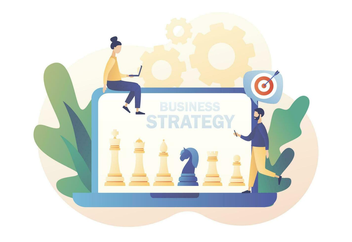 Marketing analysis planning Character controls playing chess. vector  illustration 5608327 Vector Art at Vecteezy