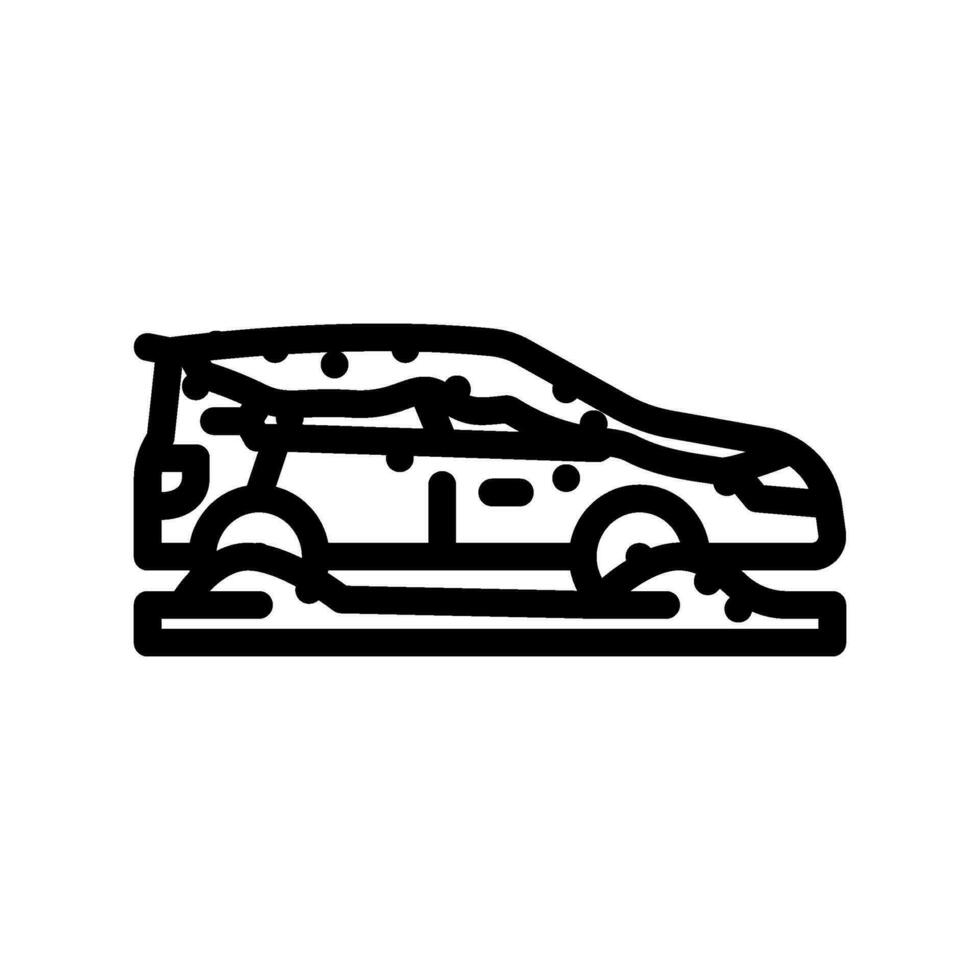 snow covered car winter season line icon vector illustration