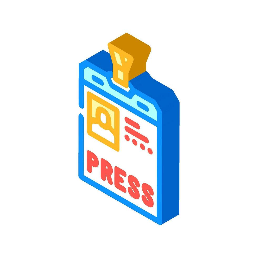 press pass news media isometric icon vector illustration
