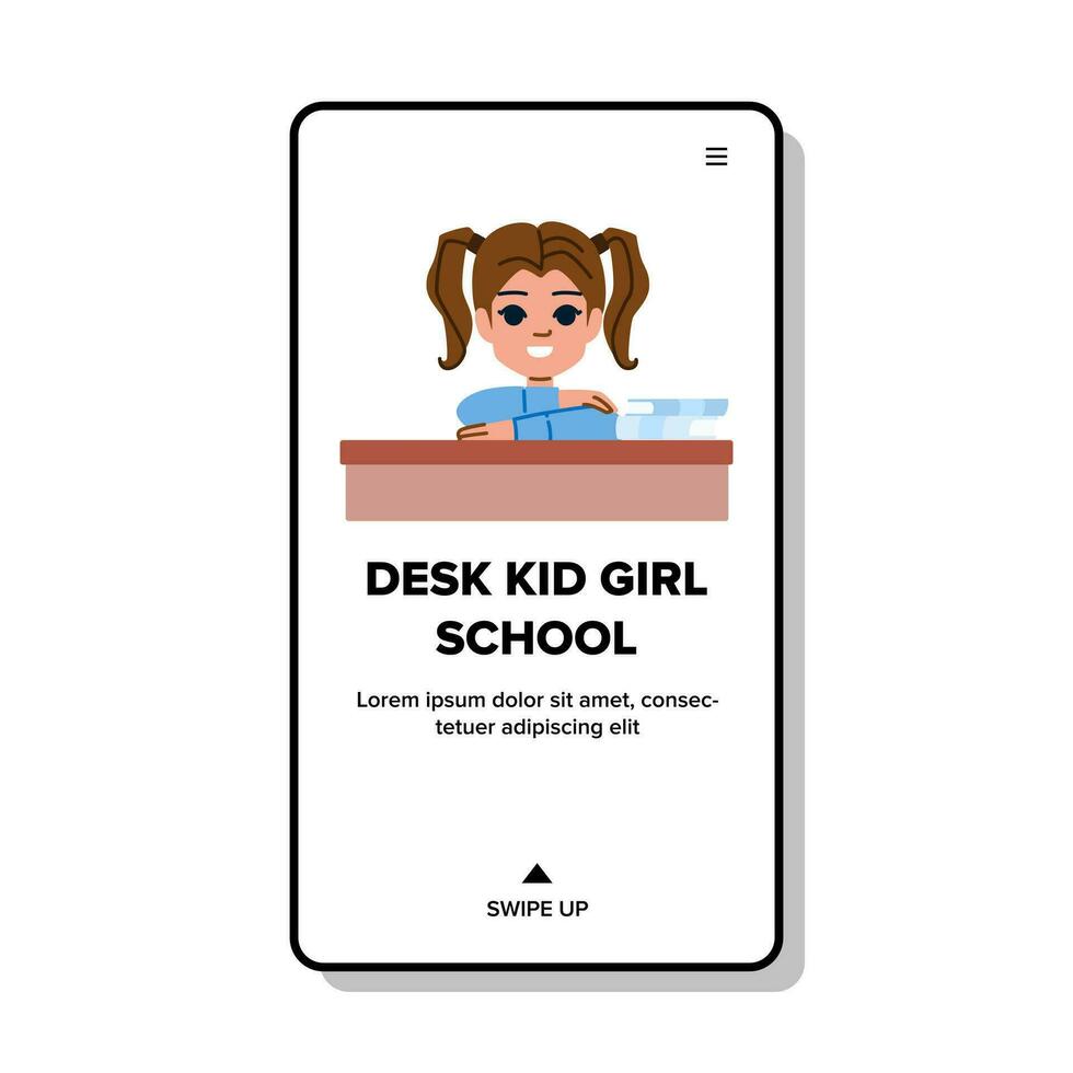 desk kid girl school vector
