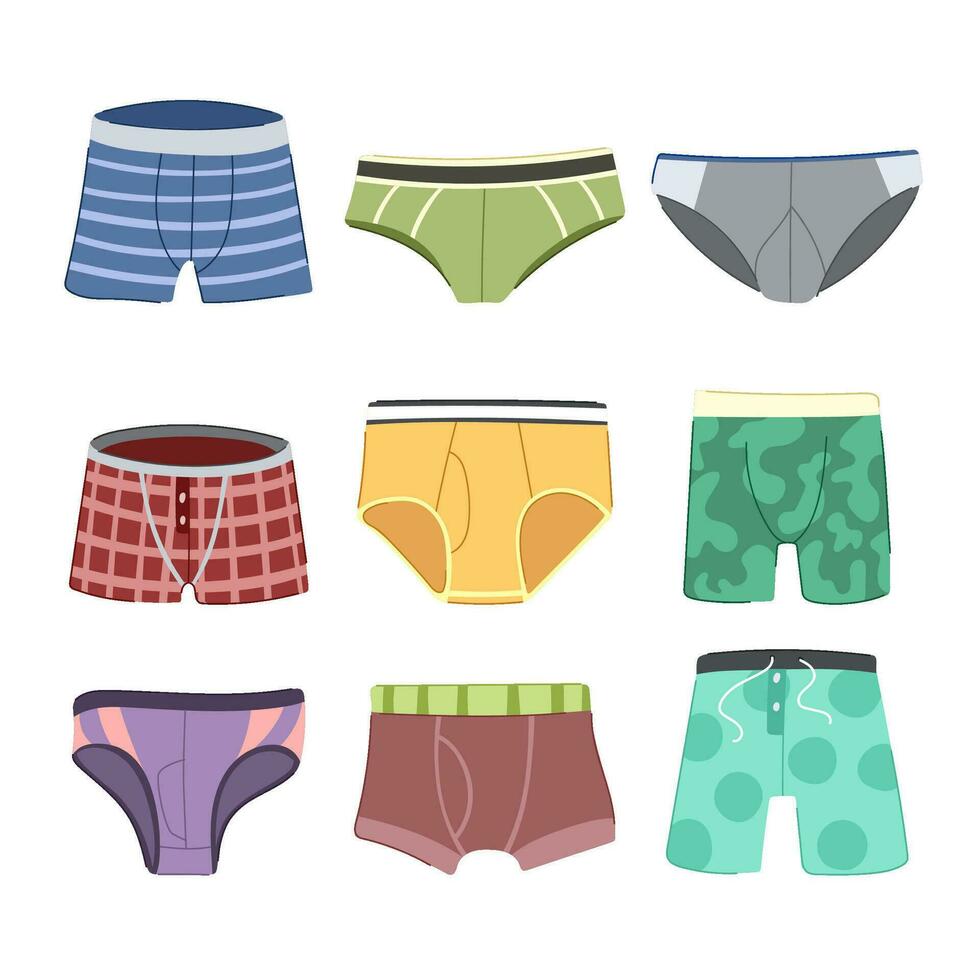 underwear men set cartoon vector illustration