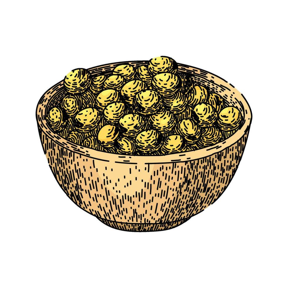 soya bean food bowl sketch hand drawn vector