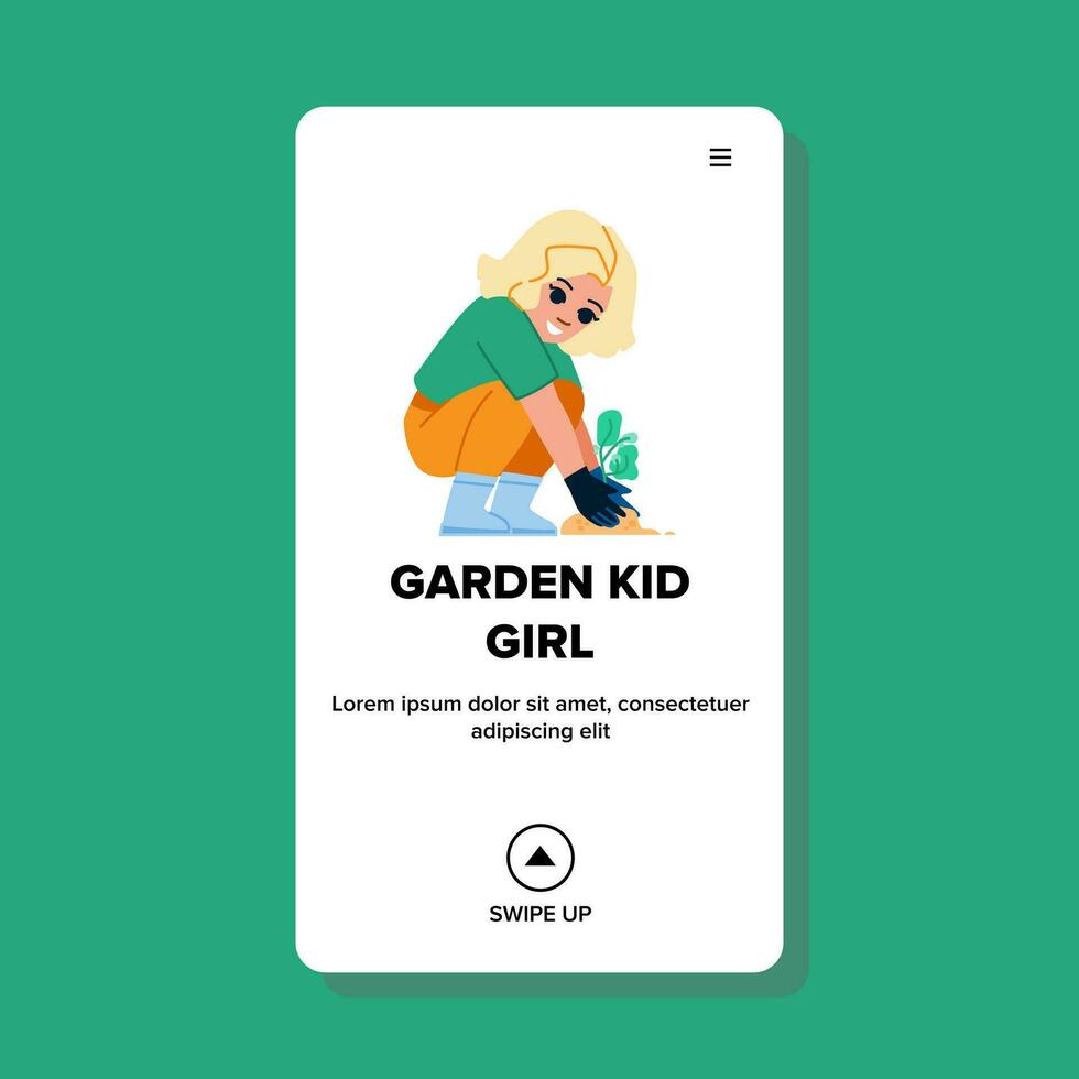 garden kid girl vector