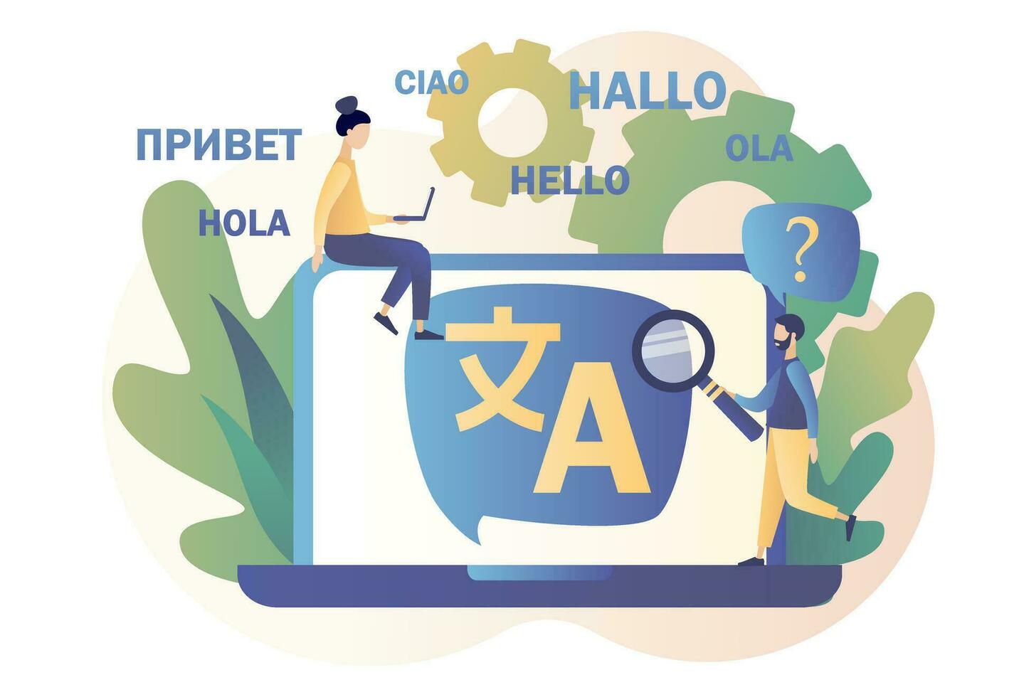 Translation concept. Online translator. Modern flat cartoon style. Vector illustration