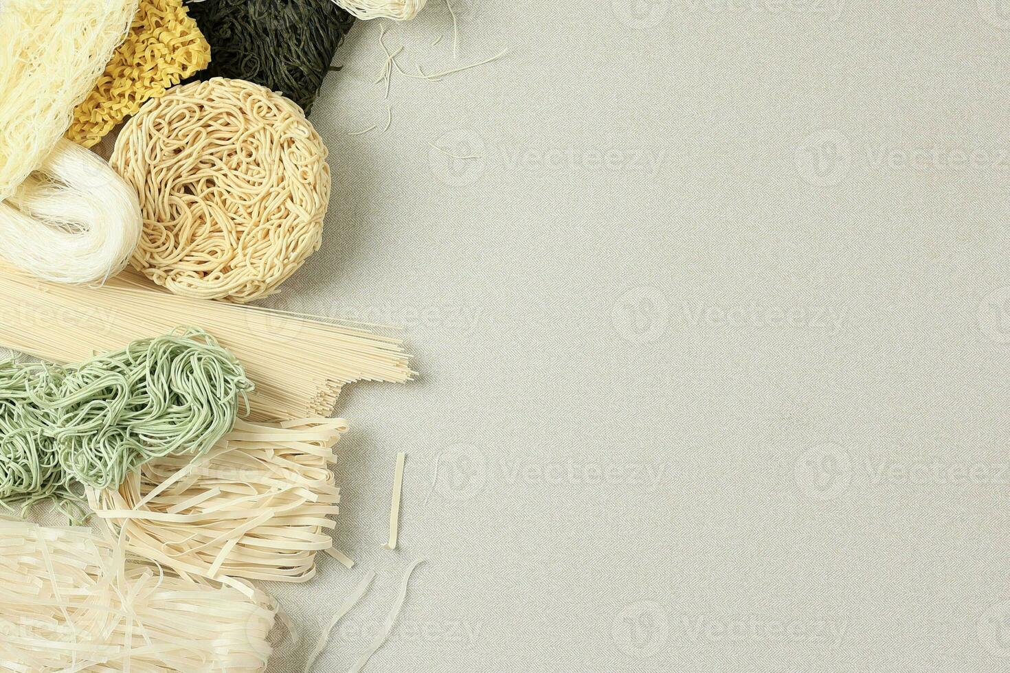 Variety Uncooked Raw Asian Noodle photo