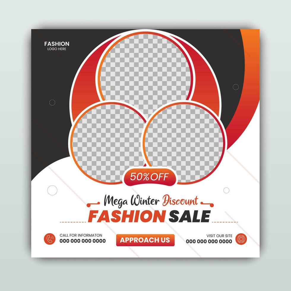 Set of fashion winter big sale post banner vector template design illustration. Suitable for social media posts and web ads