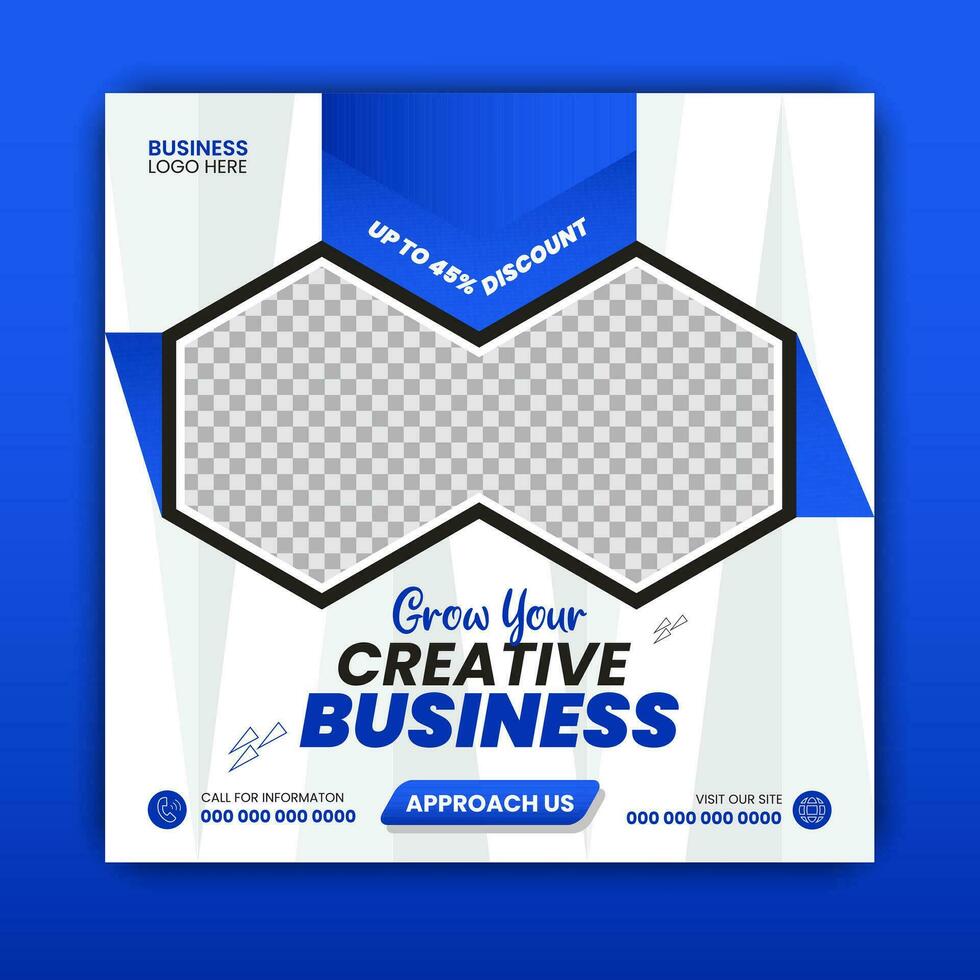 Social Media Post design Business template.Social media advertisement Agency with blue gradient and white background. Minimal template for advertising on social media vector