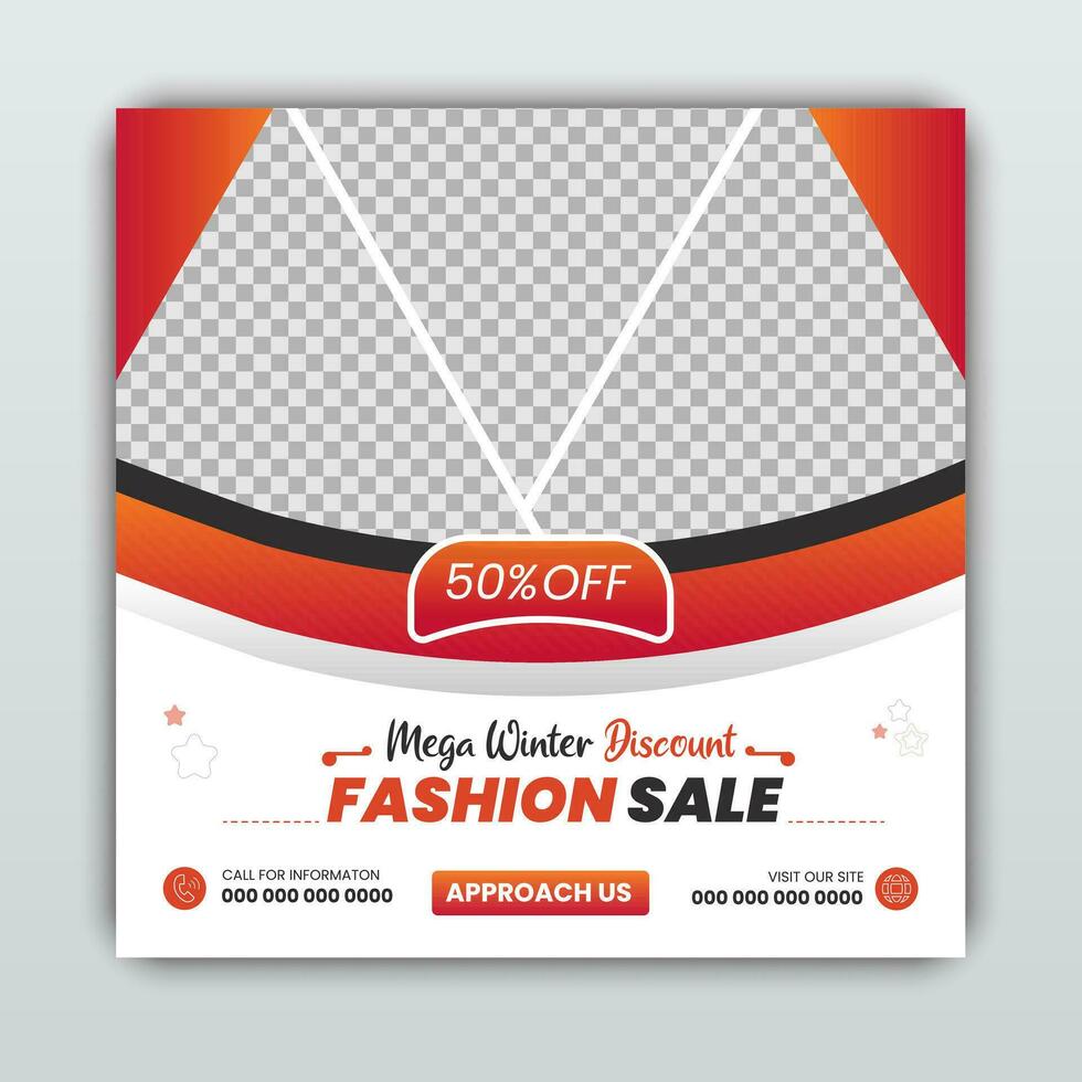 Set of Editable Minimal Square Winter Fashion Sale Social Media Post banner template.  Suitable for social media posts and web ads vector