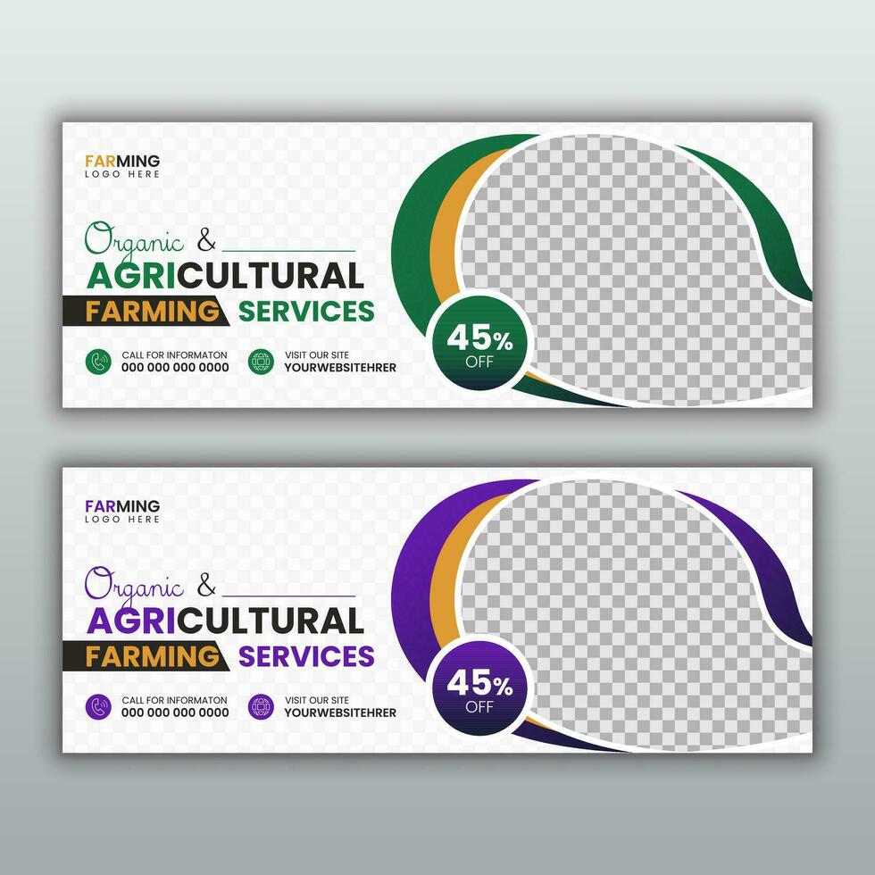 Lawn and gardening service social media post landscape cover web banner template vector