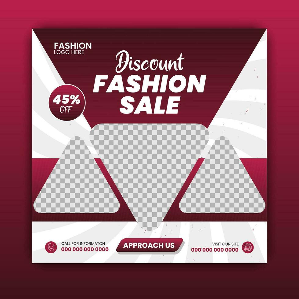 Editable minimal fashion discount sale social media post template. vector