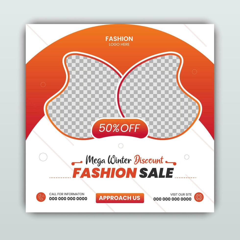 Creative vector premium winter fashion sale social media web ads post template collection set