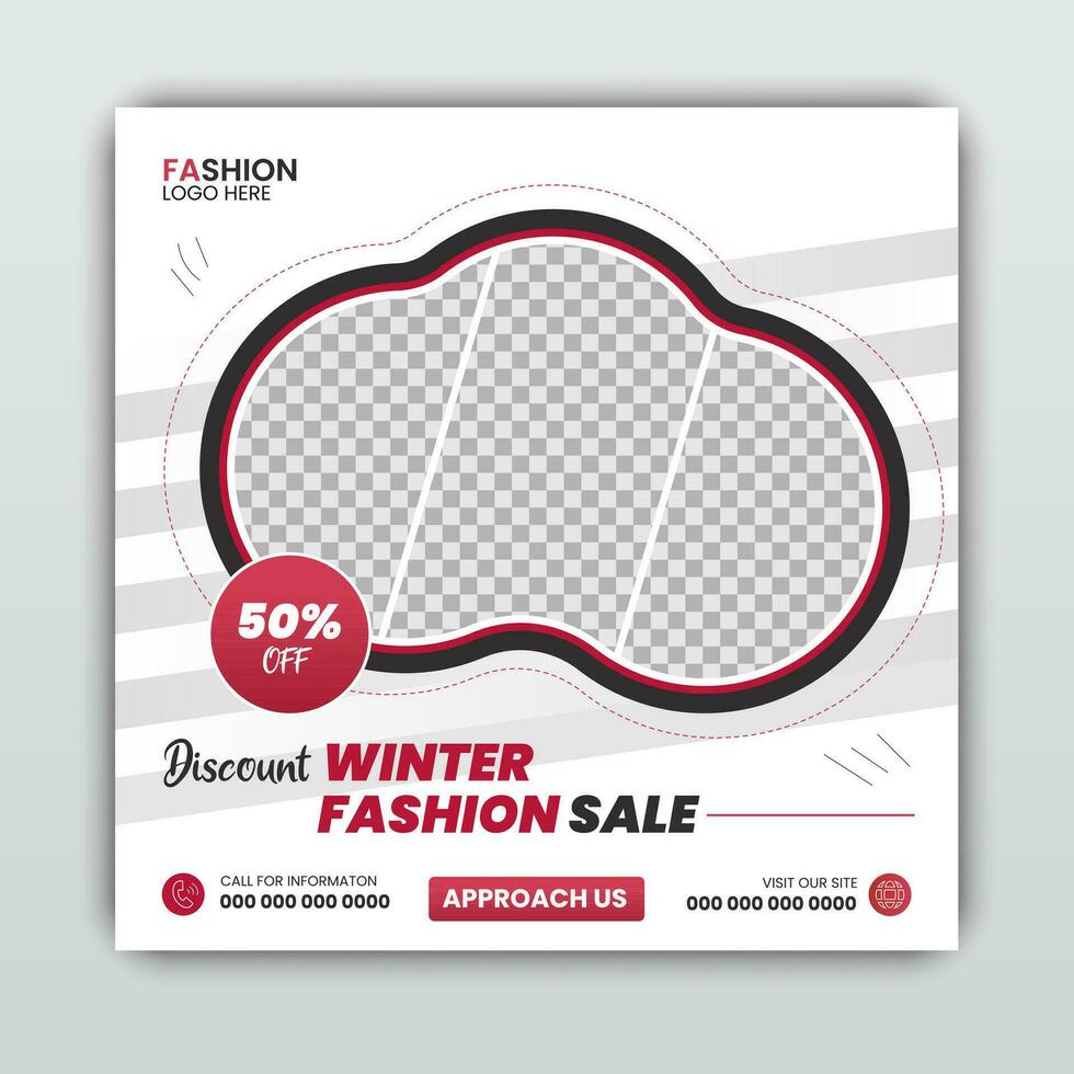 Set of fashion winter big sale post banner vector template design illustration. Suitable for social media posts and web ads