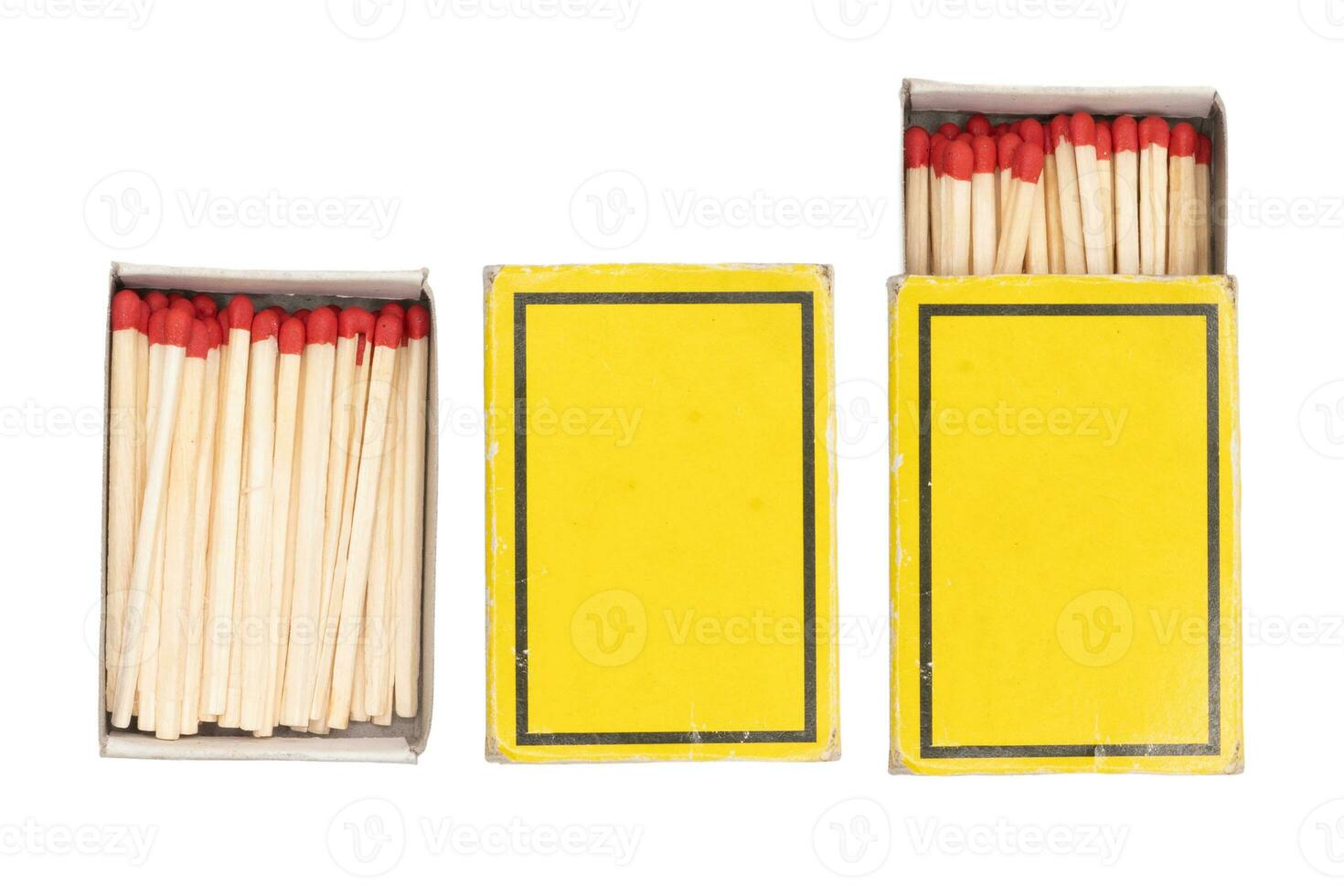 Matches. Yellow box of matches. Matches with red heads. Matchbox. photo