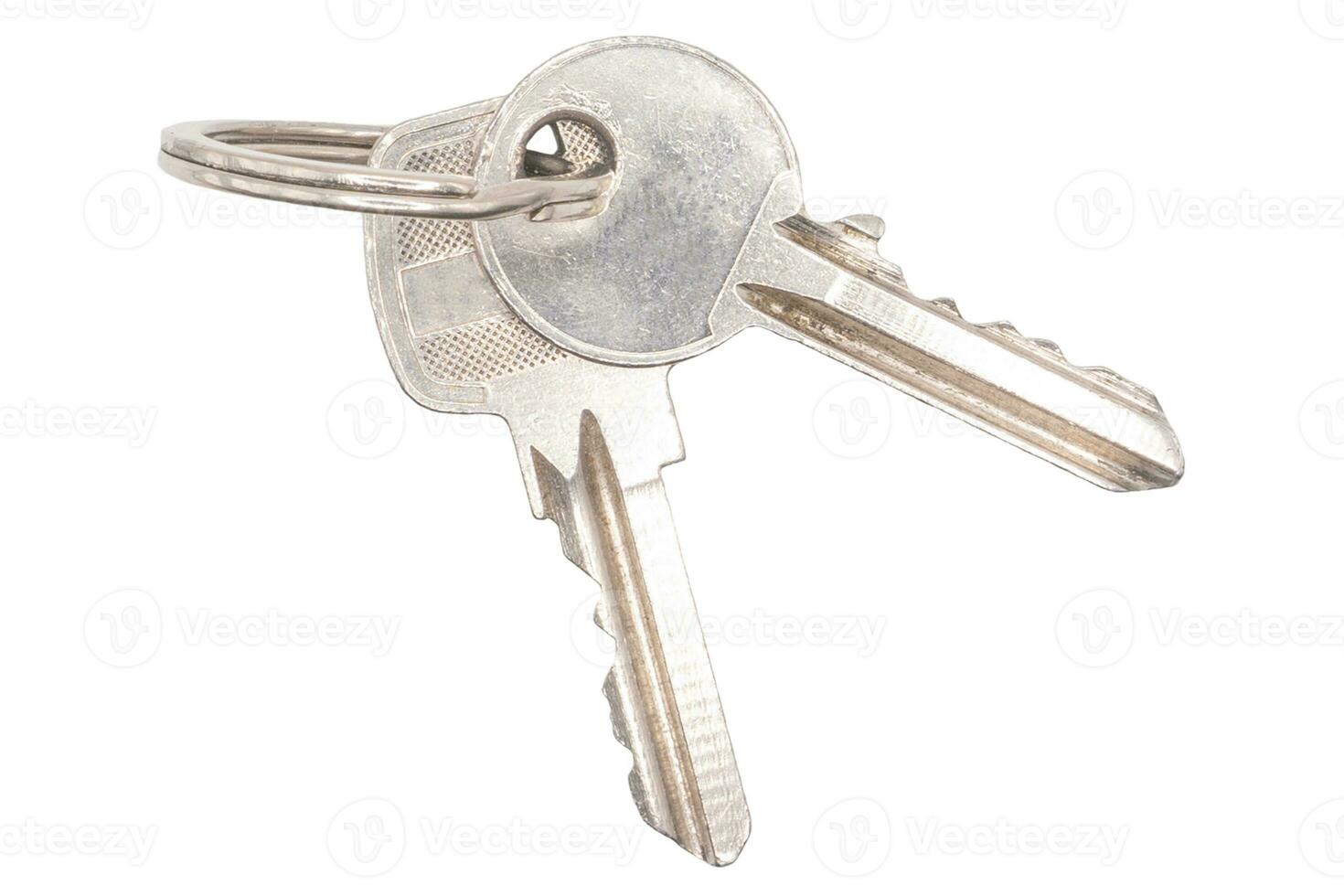 Bunch of keys. Silver house keys. photo