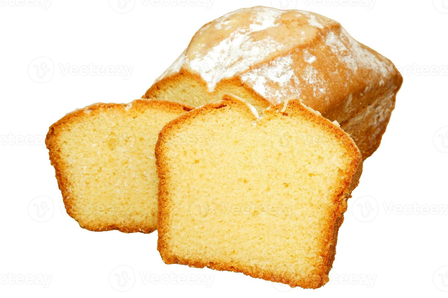 Pound cake. Sliced sweet pound cake without background. photo