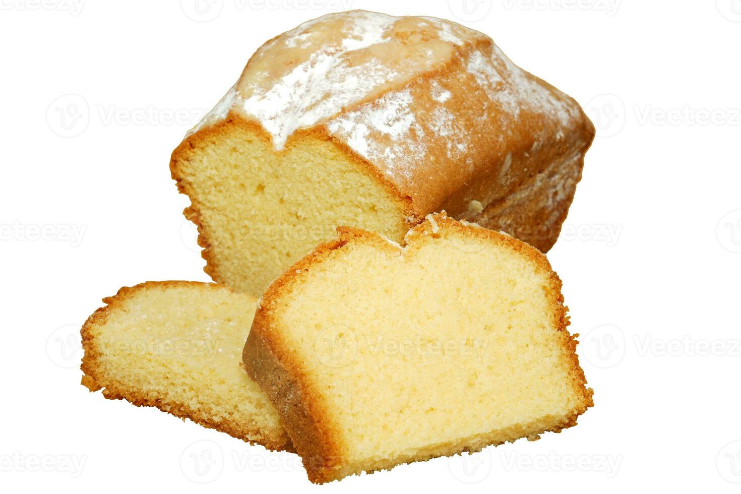 Pound cake. Sliced sweet pound cake without background. photo