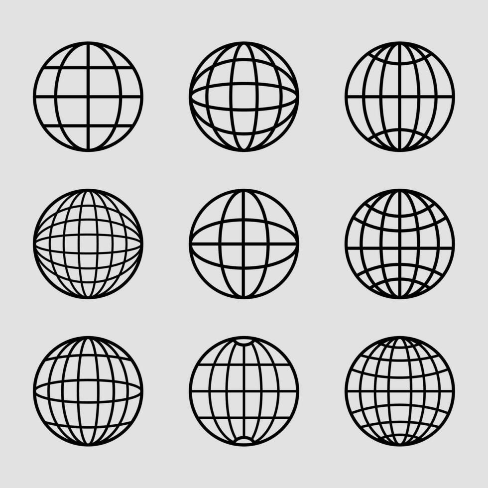 Y2K globe element, globe icon, Globe element, World Icon Black vector