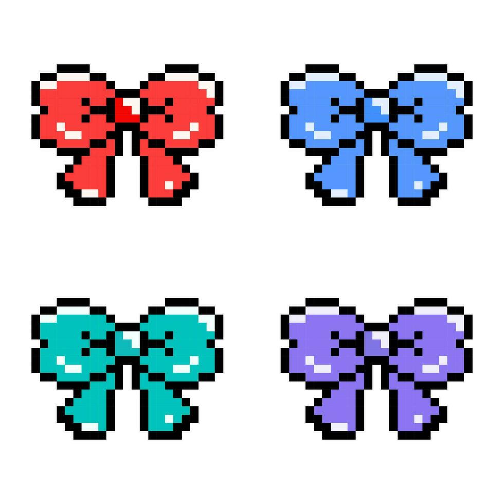 Bow ribbon pixel art, 8bit bow present, ribbon pixel art icon present bow vector