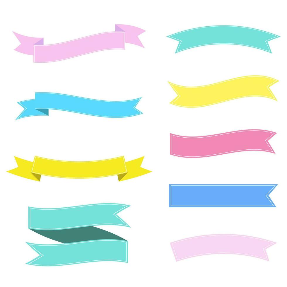 Colorful Vector Ribbon Banners Ribbons set in different styles