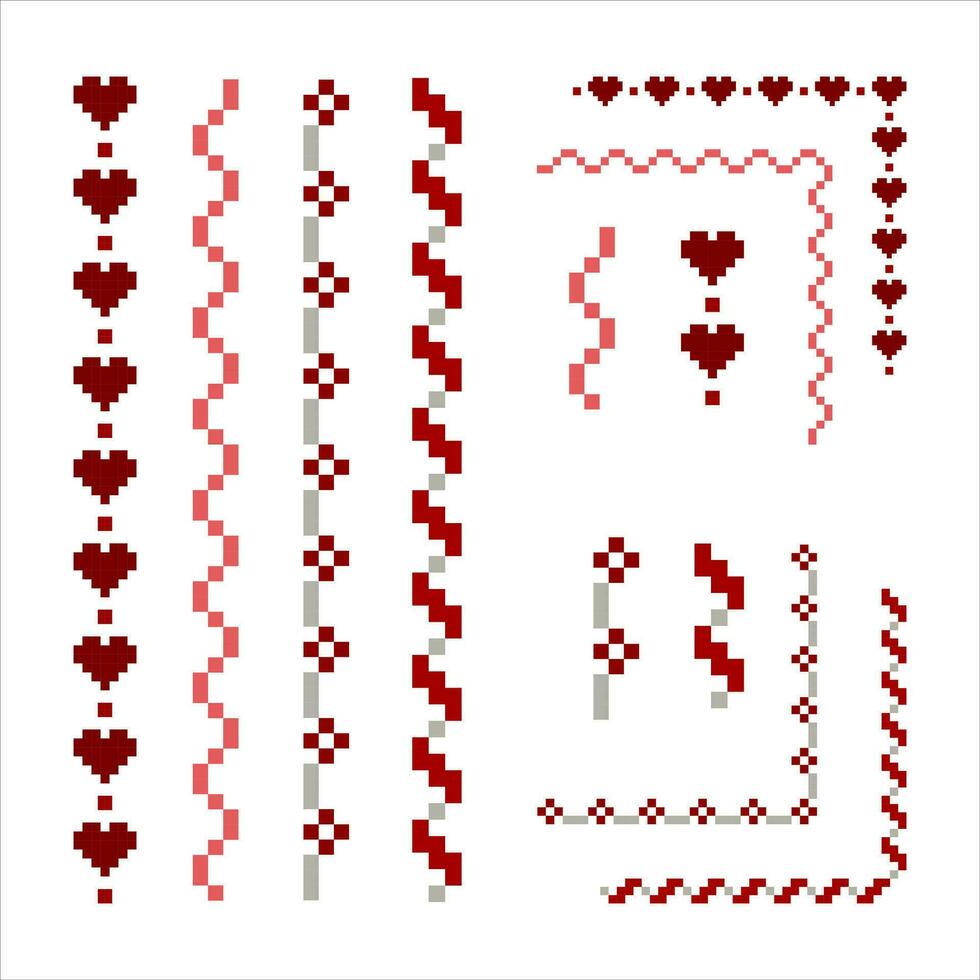 Pixel art line corner, Pattern Cross Stitch corner vector