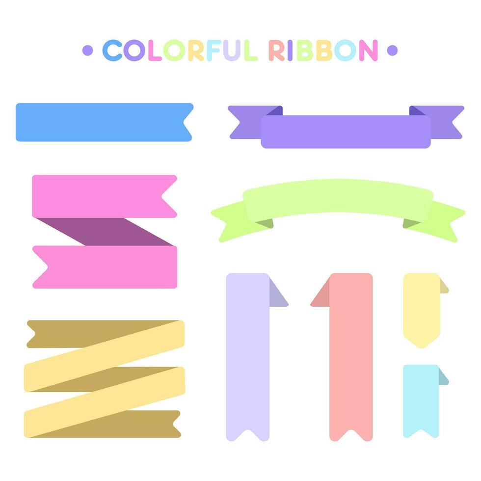 Cute Ribbon banner colorful ribbon collection vector